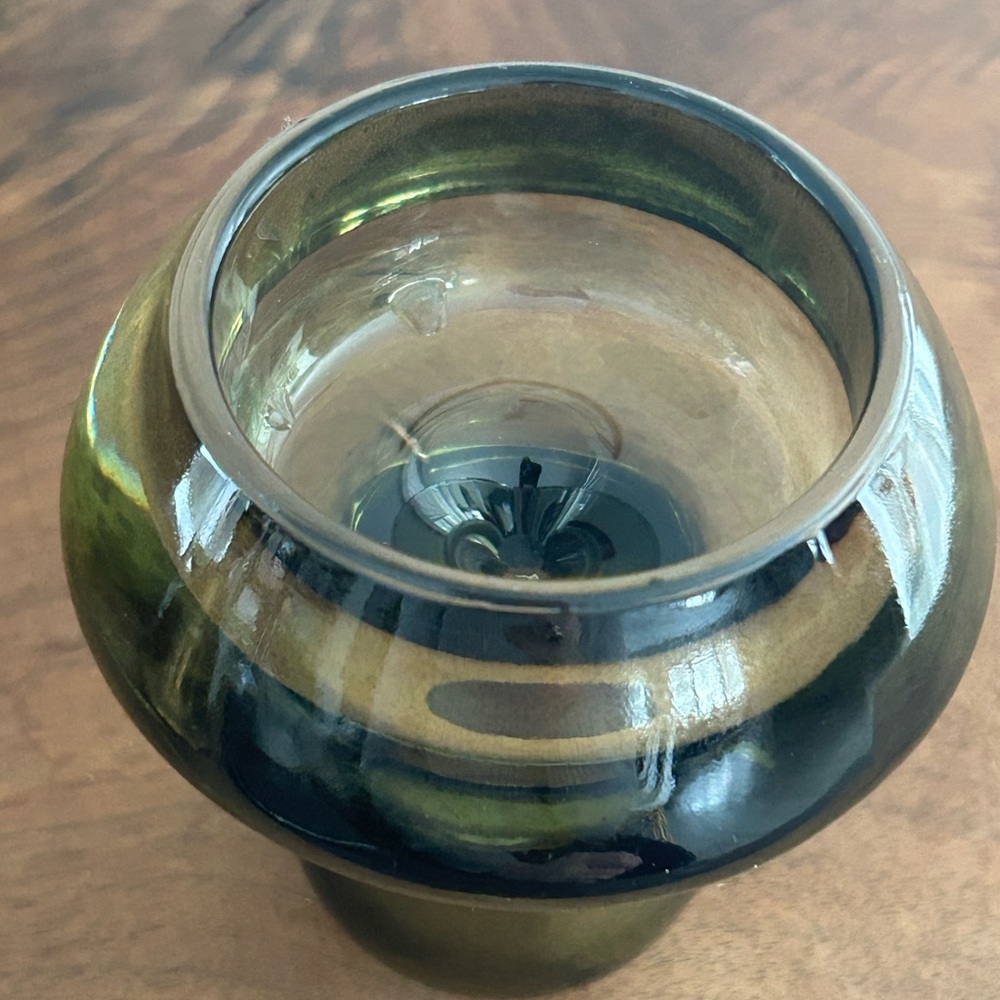 Glass mushroom Tea lite candle holder brown 3.5”H decor - Picture 5 of 11